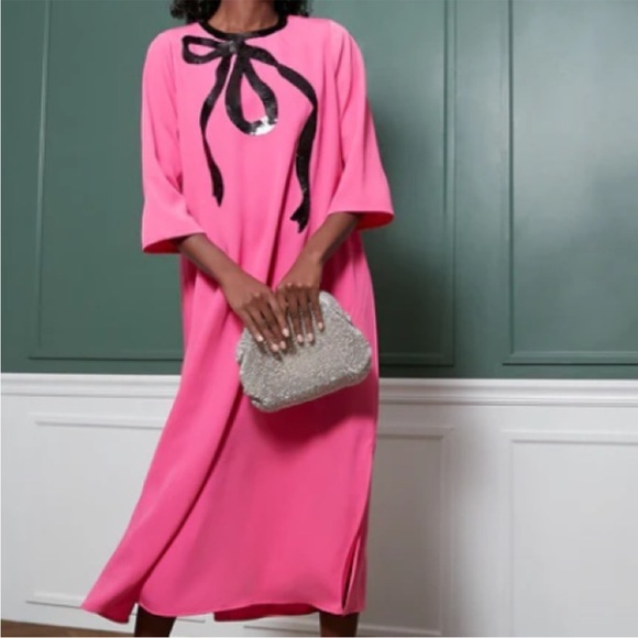 Tuckernuck Electric Pink Bow Jamie Dress Sz S - Picture 6 of 11